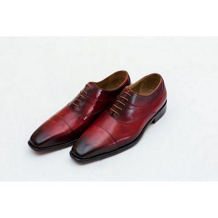 RED HAND-BUFFED OXFORD SHOES 